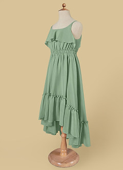 Azazie Karmen Abiti da Ragazza di Fiori Abito A-Line in Chiffon Increspato Matcha image8