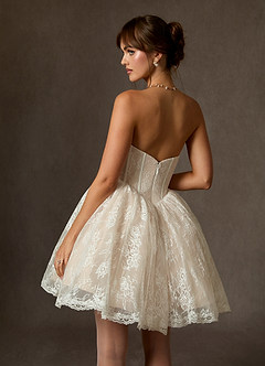 Azazie Clover Probar vestidos en casa Vestido de Blanco Diamante Champán de Encaje de Corte Princesa con Sin tirantes image4