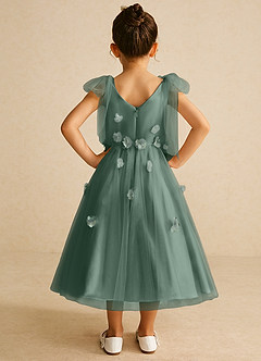 Azazie Minia Jurken voor bloemenmeisjes A-Lijn Jurk van Mat Satijn Boog Eucalyptus image6