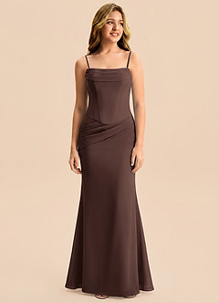 Azazie Sorrel Junior Ganache Mermaid Pleated Chiffon Dress image6