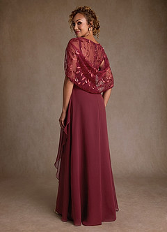 Azazie Beckley Mother of the Bride Dresses Cabernet A-Line Lace Chiffon Dress image2