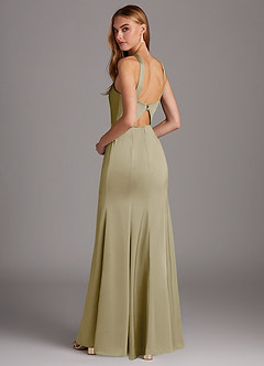 Azazie Elana Brautjungfernkleider Etui Seitliche Cut-Outs Stretch-Satin Kleid Moosgrün image2