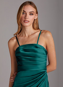 Azazie Lexie Bridesmaid Dresses Peacock Sheath Strapless Stretch Satin Convertible Dress image2