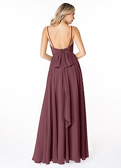 Azazie Gracie Jurken voor bruidsmeisjes Jurk van Chiffon met A-Lijn Geplooid Sangria image3
