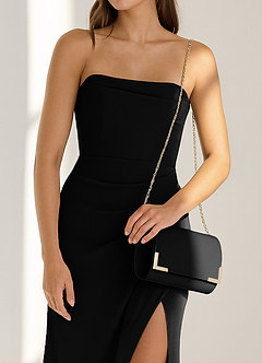 front Matching Color Matte Satin Ankle Strap Block Heel Sandals & Envelope Clutch Set