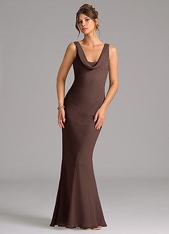 Azazie Rylina Bridesmaid Dresses Ganache Mermaid Pleated Chiffon Dress image1