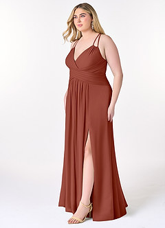 Azazie Farren Bridesmaid Dresses Auburn A-Line Pleated Chiffon Convertible Dress image12