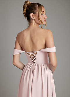 Azazie Caterina Bridesmaid Dresses Blushing Pink A-Line Corset Chiffon Dress image7
