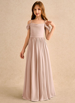 Azazie Shia Girls Formal Flower Girl Dresses English Rose A-Line Off the Shoulder Chiffon Dress image3