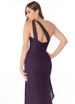 Azazie Maive Bridesmaid Dresses Plum Sheath Pleated Ruffle Chiffon Dress image6