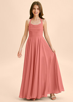 Azazie Kady Junior Salmon Pink A-Line Sweetheart Neckline Chiffon Dress image3