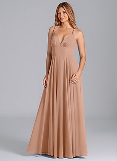 Azazie Darana Bridesmaid Dresses Champagne Rose A-Line Corset Chiffon Dress image5