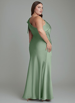 Azazie Yuanna Bridesmaid Dresses Matcha Mermaid One Shoulder Stretch Satin Dress image9
