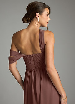 Azazie Kassandra Jurken voor bruidsmeisjes Jurk van Chiffon met A-Lijn Off the Shoulder Espresso image7
