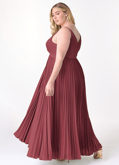 Azazie Raychelle Bridesmaid Dresses Merlot A-Line V-Neck Chiffon Dress image10