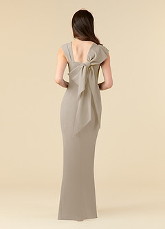 Azazie Ellen Mother of the Bride Dresses Taupe Sheath Side Slit Stretch Crepe Dress image2