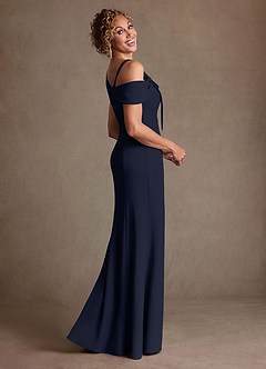 Azazie Rachael Final Sale Dark Navy Sheath Off the Shoulder Stretch Crepe Dress image5