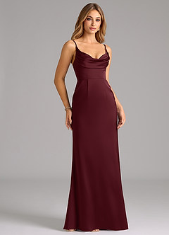 Azazie Aimee Bridesmaid Dresses Cabernet A-Line Sweetheart Neckline Stretch Satin Dress image3