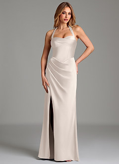 Azazie Serenity Bridesmaid Dresses White Alabaster Mermaid Sweetheart Neckline Stretch Satin Dress image1