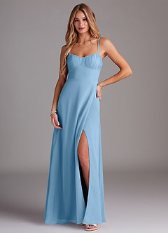 Azazie Breonna Bridesmaid Dresses Steel Blue A-Line Sweetheart Neckline Chiffon Dress image1