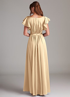 Azazie Daphne Modest Bridesmaid Dresses A-Line Ruched Stretch Satin Floor-Length Dress image6