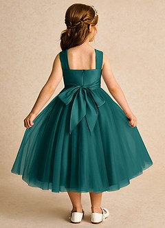Azazie Dovey Flower Girl Dresses Peacock Ball-Gown Bow Tulle Dress image3