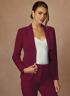 front Whitney Borgogna Completo con pantaloni corti e struttura in tessuto raffinato