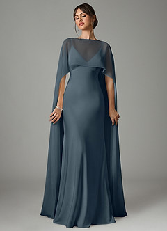 Azazie Stefania Robes de demoiselle d'honneur Robe Trapèze en Satin extensible Violet Crépusculaire image1