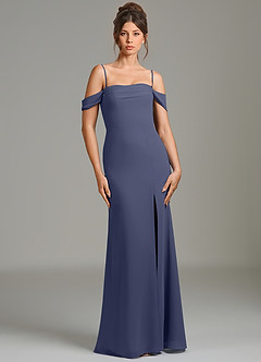 Azazie Charmaine Bridesmaid Dresses Stormy A-Line Off the Shoulder Chiffon Dress image7