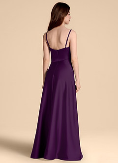 Azazie Prisha Junior A-Linie Plissee Stretch-Satin Kleid Traube image2