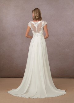Azazie Brynslee Wedding Dresses A-Line Scoop Sequins Chiffon Chapel Train Dress image5
