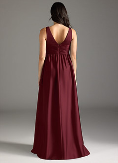 Azazie Yetta Maternity Bridesmaid Dresses A-Line Pleated Stretch Satin Floor-Length Dress image7