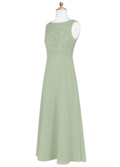 Azazie Snow Junior Dusty Sage A-Line Lace Chiffon Dress image9