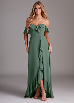 Azazie Lyra Bridesmaid Dresses Eucalyptus A-Line Chiffon Convertible Dress image1