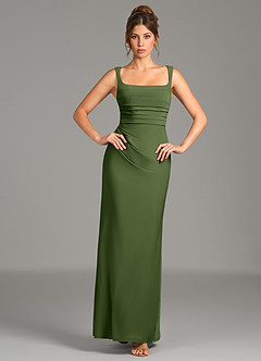 Azazie Agustina Bridesmaid Dresses Olive Mermaid Corset Premium Stretch Jersey Dress image4