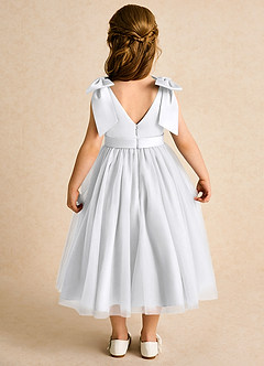 Azazie Serene Abiti da Ragazza di Fiori Abito Principessa in Raso Opaco Fiocco Bianco image6