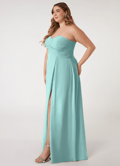 Azazie Arabella Allure Bridesmaid Dresses Aqua A-Line Sweetheart Neckline Chiffon Convertible Dress image16