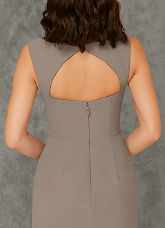 Azazie Flori Brautjungfernkleider Etui Rechteckiger Ausschnitt Chiffon Kleid Taupe image3