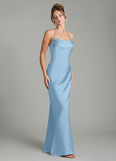 Azazie Mae Bridesmaid Dresses Powder Blue Mermaid Pleated Stretch Satin Dress image5
