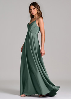 Azazie Amani Bridesmaid Dresses Sea Moss A-Line Pleated Stretch Satin Dress image3