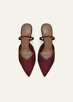 front Escarpins à bride arrière en maille tissée pour femmes, bout pointu, chaussures de mariée élégantes à talons hauts