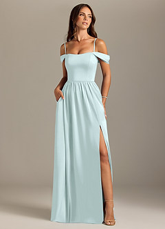 Azazie Calianna Bridesmaid Dresses Sea Glass A-Line Off the Shoulder Stretch Satin Convertible Dress image5