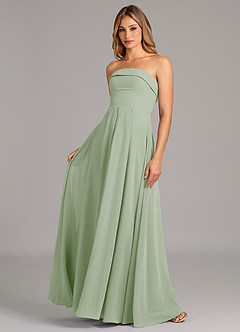 Azazie Lucienne Brudtärnklänningar Klänning av A-Linje i Chiffong Axelbandslös Dusty Sage Konvertibel image1