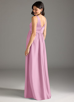 Azazie Yetta Maternity Bridesmaid Dresses A-Line Pleated Stretch Satin Floor-Length Dress image3