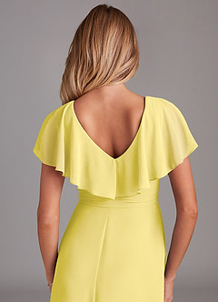 Azazie Lainey Bridesmaid Dresses Canary A-Line with Pockets Chiffon Dress image2