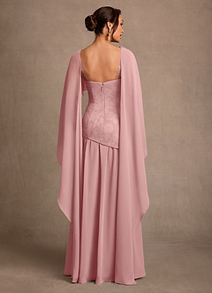 Azazie Flossie Mère de la mariée Robes Robe Trapèze en Mousseline de soie Plissé Rose Poussiéreuse image2