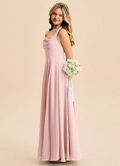 Azazie Kady Junior Robe Trapèze en Mousseline de soie Encolure en Forme de Cœur Rose Poudré image5