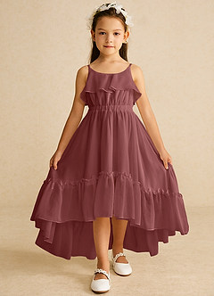 Azazie Karmen Flower Girl Dresses Amethyst A-Line Ruched Chiffon Dress image1