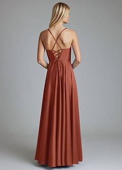 Azazie Alaia Suknie dla druhen Linia A Gorset Satyna elastyczna Do ziemi Sukienka image3