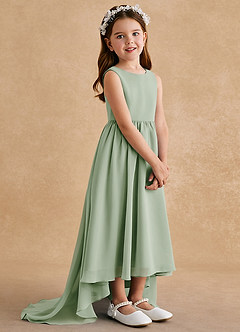 Azazie Pip Final Sale Dusty Sage A-Line Sleeveless Chiffon Dress image2